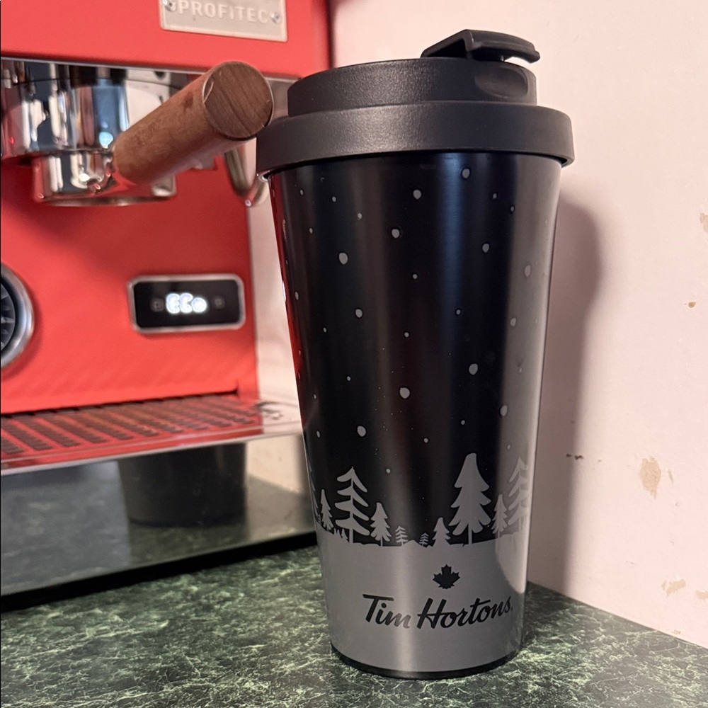 Tim Hortons Black stainless steel Travel Mug 18oz